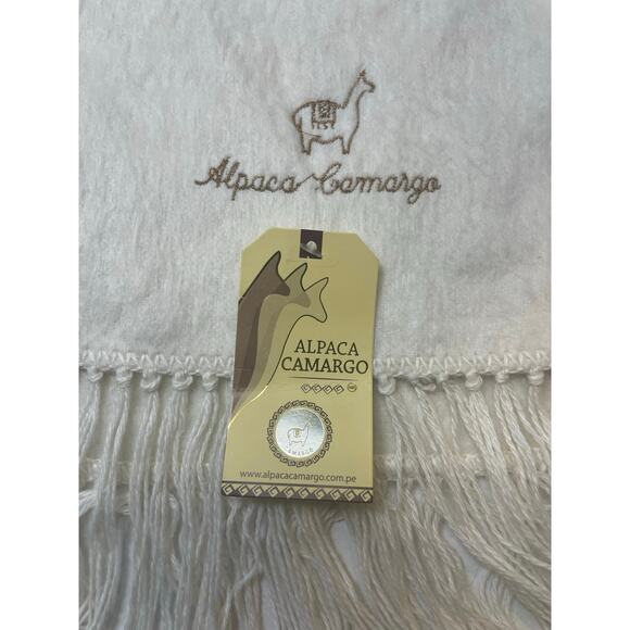 ALPACA CAMARGO PERUVIAN SCARF WINTER 100%ALPACA IVORY COZY SOFT SOPHISTICATED - Picture 2 of 11